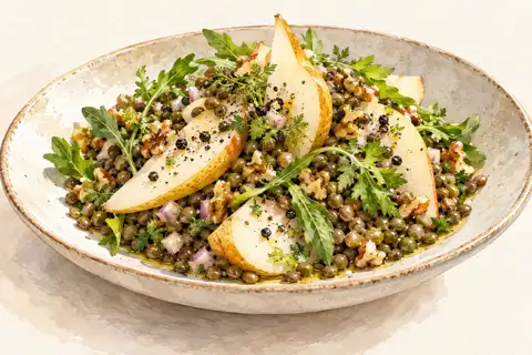Dessin gastronomique : Salade de lentilles, poire et Soul Pepper
