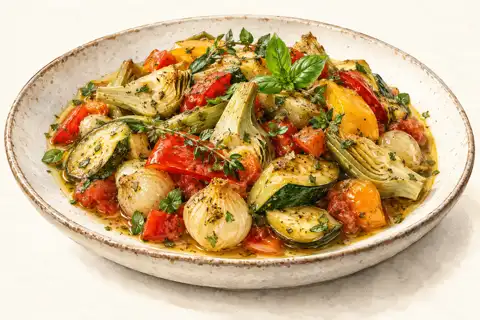 Dessin gastronomique : Légumes en barigoule, Mélange italien