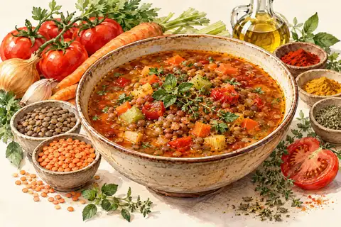 Dessin gastronomique : Soupe de la Mama aux légumes du potager
