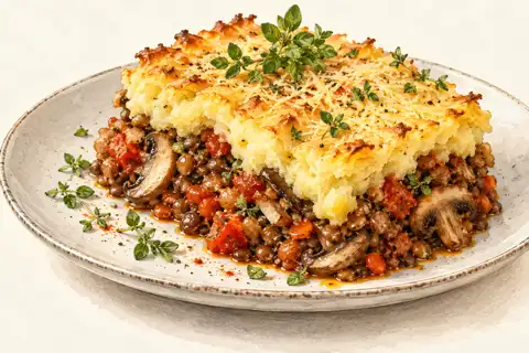 Dessin gastronomique : Parmentier de Mama, champignons et comté affiné