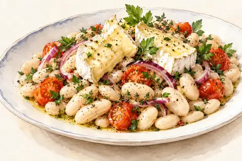 Dessin gastronomique : Salade de haricots blancs au Délice des Gourmets