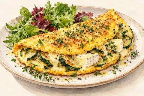 Dessin gastronomique : Omelette aux courgettes et Délice des Gourmets