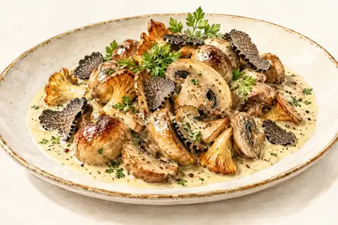 Dessin gastronomique : Champignons poêlés et crème au Niglo