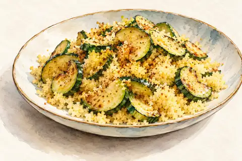 Dessin gastronomique : Semoule, courgettes et Niglo