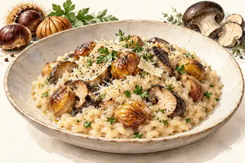 Dessin gastronomique : Risotto aux châtaignes et Niglo
