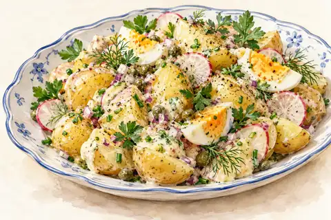 Dessin gastronomique : Salade de pommes de terre à la Fraîcheur