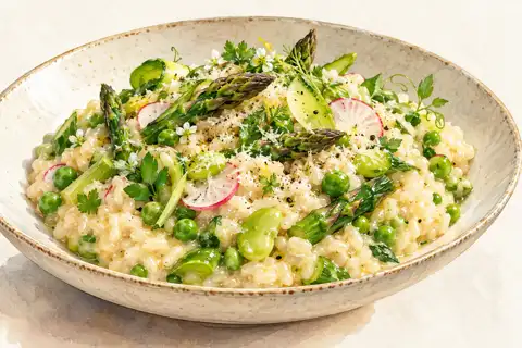 Dessin gastronomique : Risotto printanier à la Fraîcheur