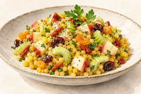 Dessin gastronomique : Salade de Perles Fruitées, pomme et céleri
