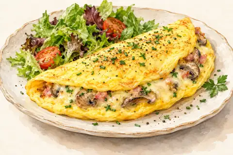 Dessin gastronomique : Omelette moelleuse au Mélange Omelette
