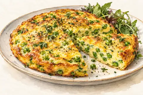 Dessin gastronomique : Frittata express, petits pois et Mélange Omelette