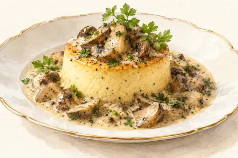 Dessin gastronomique : Royale d’œufs aux champignons