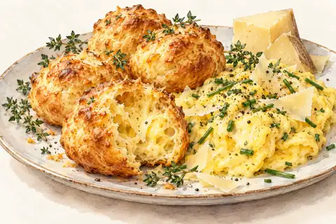 Dessin gastronomique : Gougères au comté et Mélange Omelette